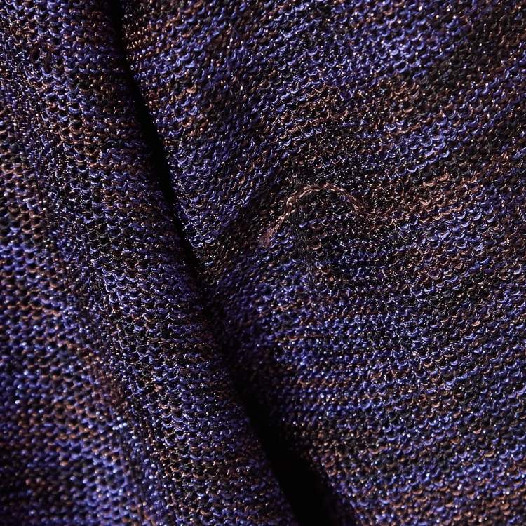 Pre Owned M Missoni Purple Patterned Lurex Knit Cardigan & Playsuit Set L