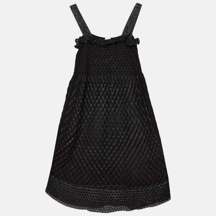 Pre Owned M Missoni Vintage Black Lurex Knit Ruffled Short Dress M