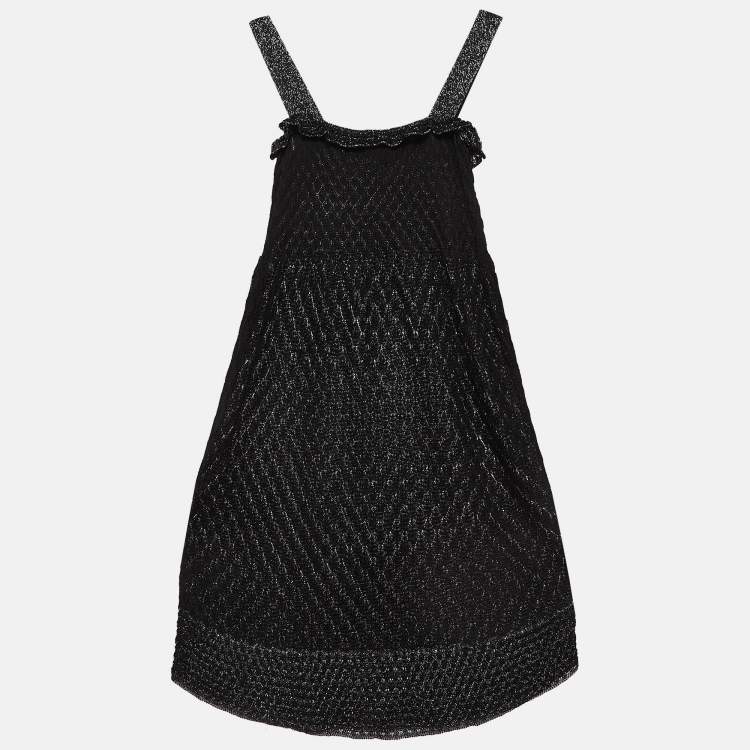 Pre Owned M Missoni Vintage Black Lurex Knit Ruffled Short Dress M