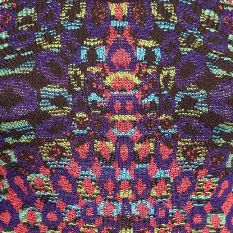 مملوكة مسبقًا M Missoni Multicolor Patterned Knit Midi Dress S