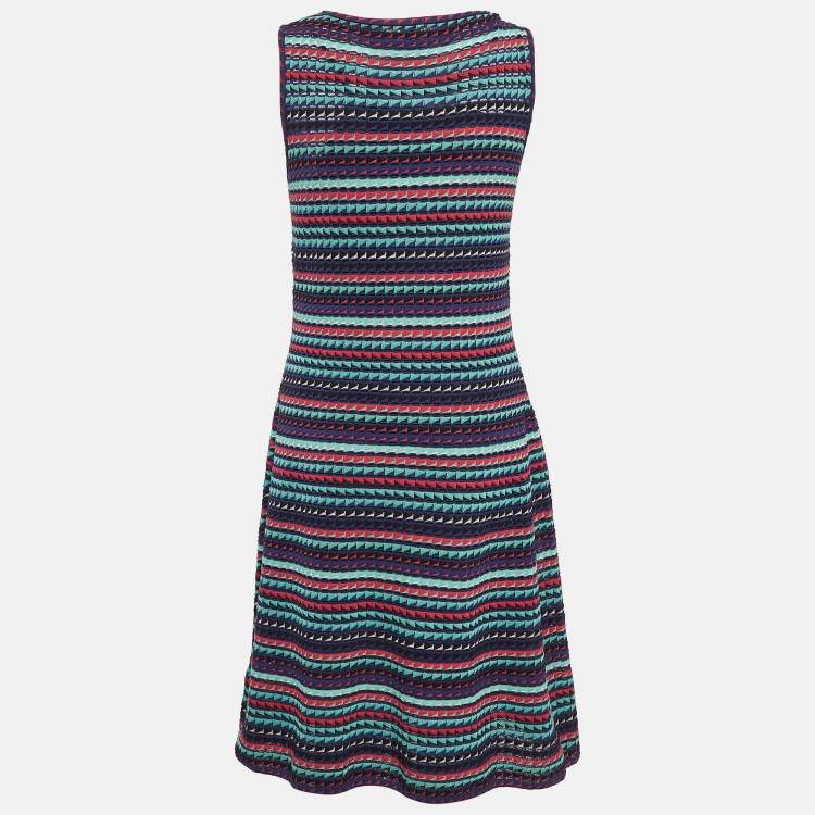 Pre Owned M Missoni Multicolor Patterned Knit Sleeveless Midi Dress M