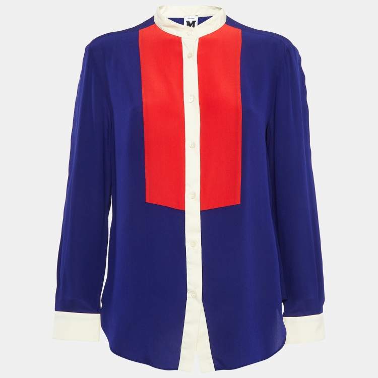 Pre Owned M Missoni Blue Colorblocked Silk Button Front Shirt M