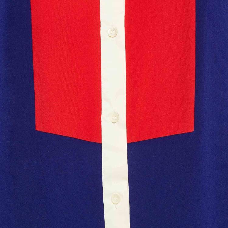 Pre Owned M Missoni Blue Colorblocked Silk Button Front Shirt M