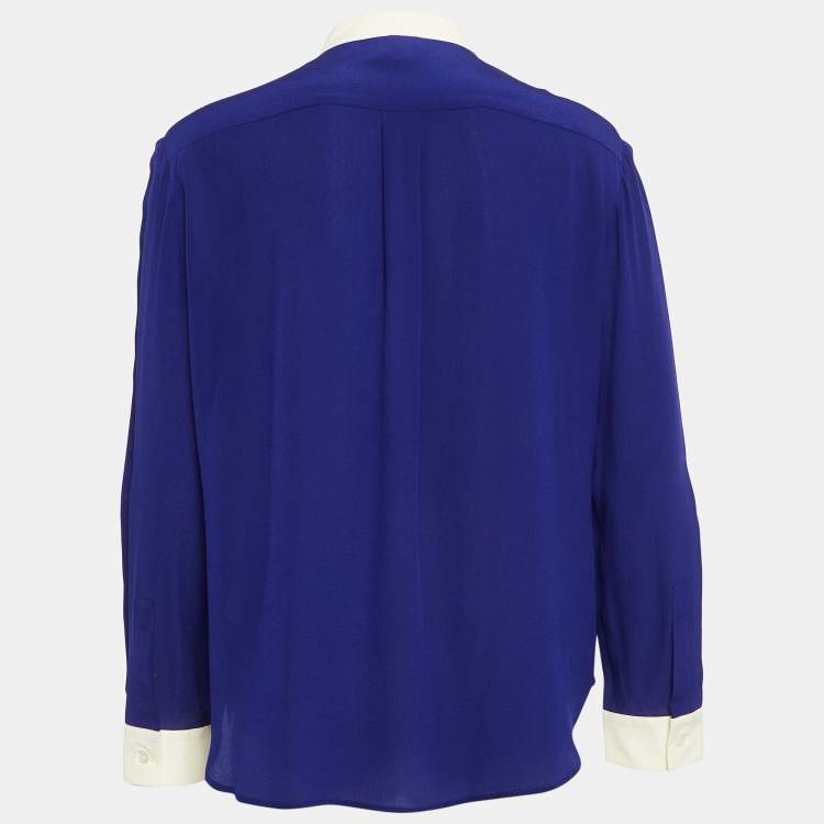 Pre Owned M Missoni Blue Colorblocked Silk Button Front Shirt M