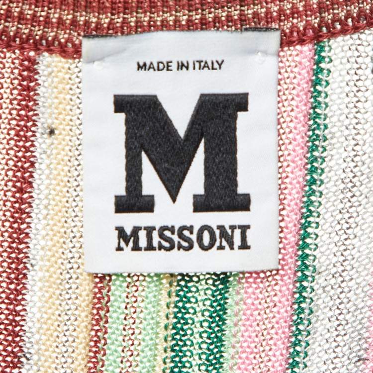 مملوكة مسبقًا M Missoni Multicolor Patterned Knit V Neck Sleeveless Short Dress S
