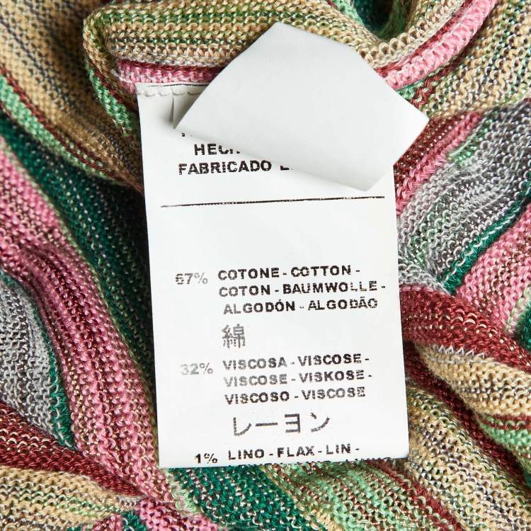 مملوكة مسبقًا M Missoni Multicolor Patterned Knit V Neck Sleeveless Short Dress S
