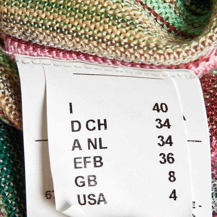 مملوكة مسبقًا M Missoni Multicolor Patterned Knit V Neck Sleeveless Short Dress S