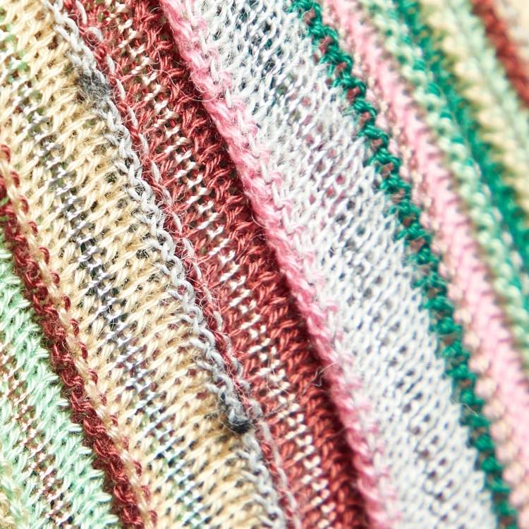 مملوكة مسبقًا M Missoni Multicolor Patterned Knit V Neck Sleeveless Short Dress S