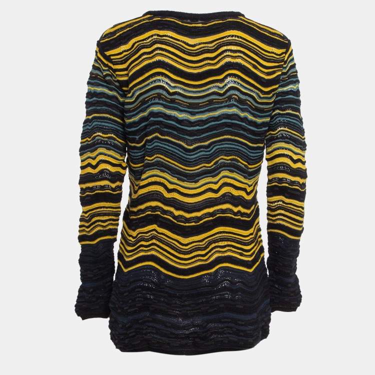 Pre Owned M Missoni Multicolor Patterned Knit Long Sleeve Top L