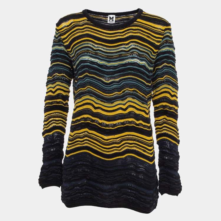 Pre Owned M Missoni Multicolor Patterned Knit Long Sleeve Top L