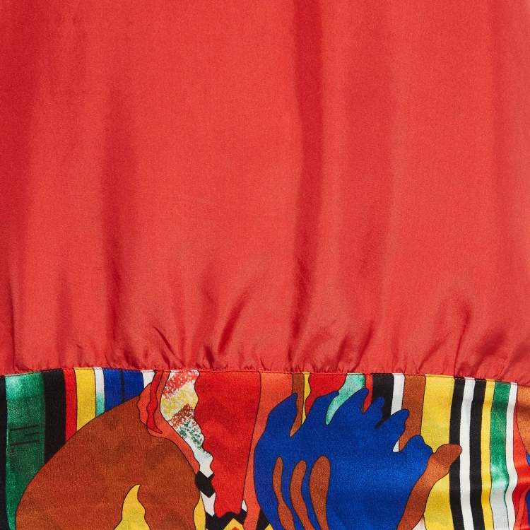 Pre Owned M Missoni Red Printed Silk Halter Neck Top S