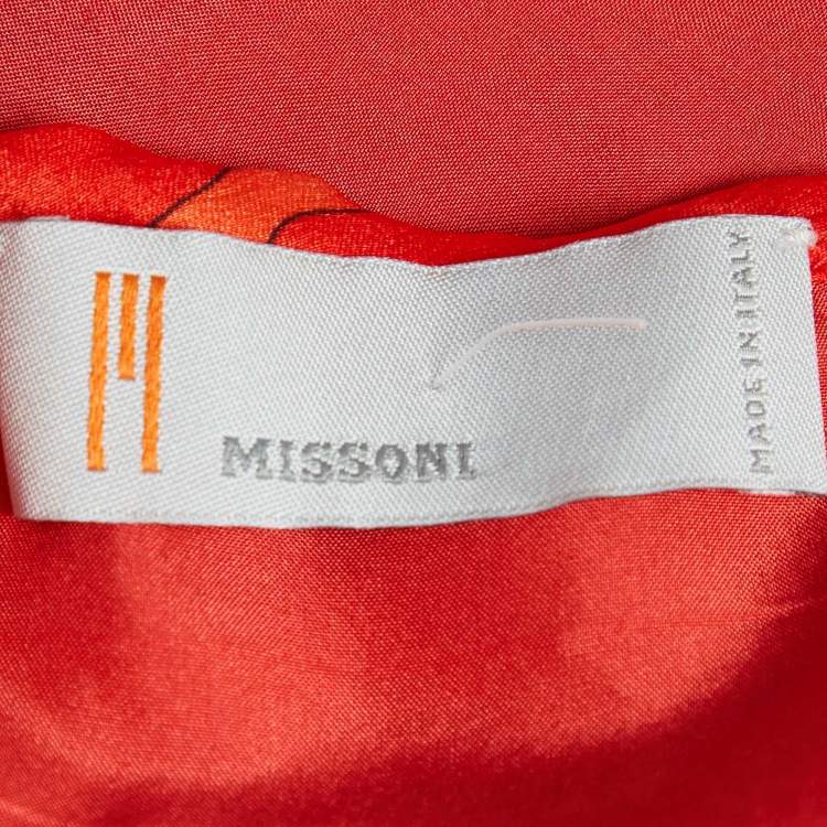 Pre Owned M Missoni Red Printed Silk Halter Neck Top S