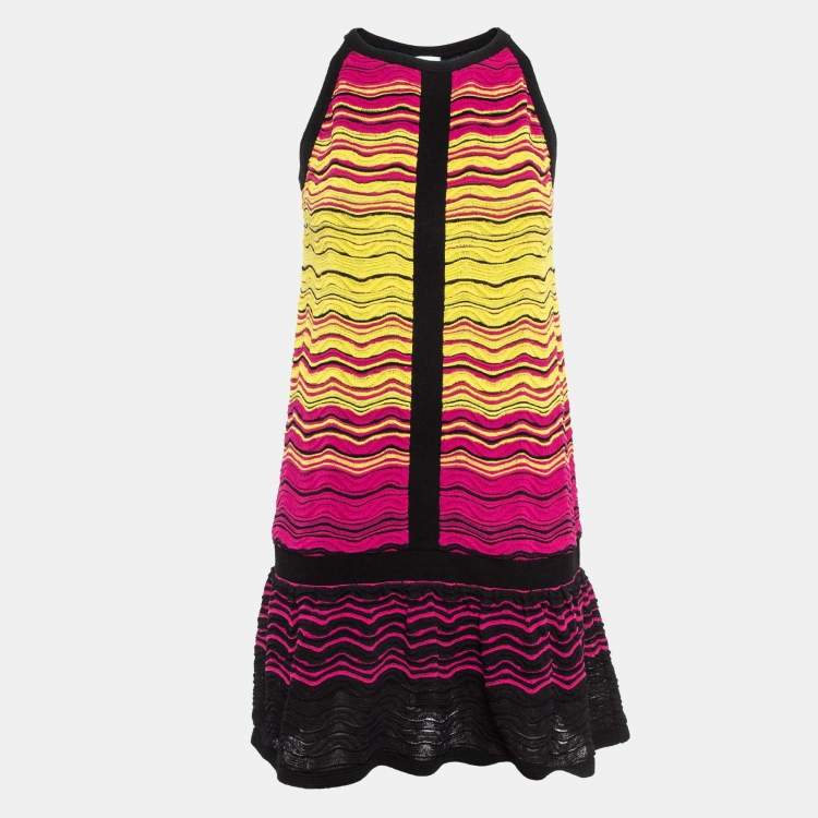 Pre Owned M Missoni Multicolor Chevron Knit Short Dress S