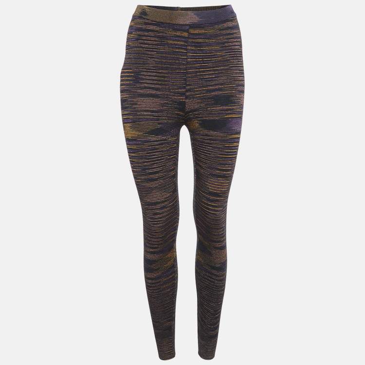 Pre Owned M Missoni Black Patterned Wool Blend Knit Capri Pants S