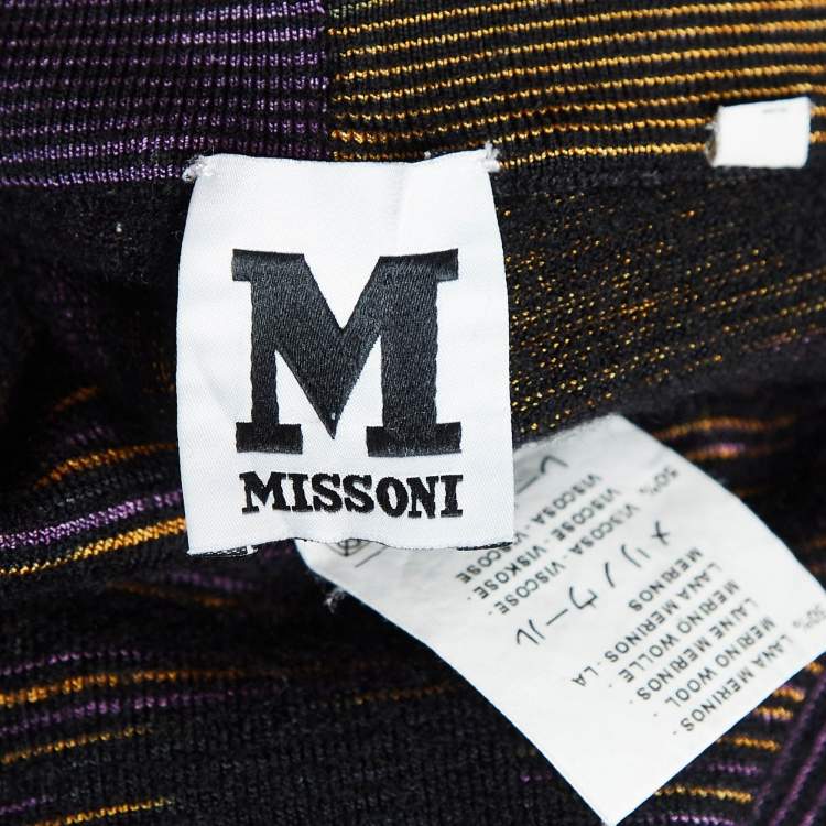 Pre Owned M Missoni Black Patterned Wool Blend Knit Capri Pants S