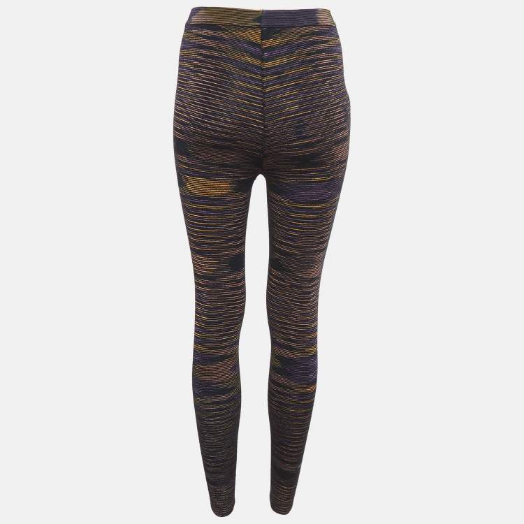 Pre Owned M Missoni Black Patterned Wool Blend Knit Capri Pants S