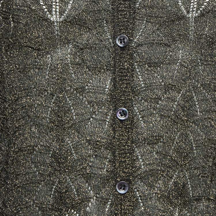 Pre Owned M Missoni Black/Gold Lurex Knit Buttoned Front Cardigan M
