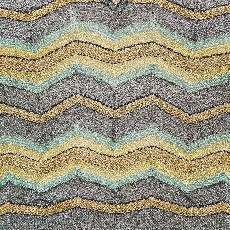 Pre Owned M Missoni Multicolor Chevron Lurex Knit Crop Top S