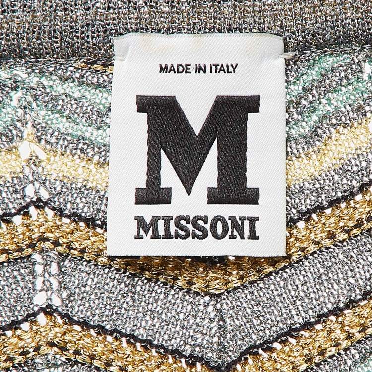 Pre Owned M Missoni Multicolor Chevron Lurex Knit Crop Top S