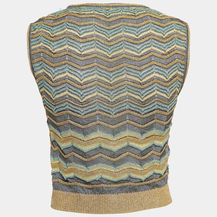 Pre Owned M Missoni Multicolor Chevron Lurex Knit Crop Top S