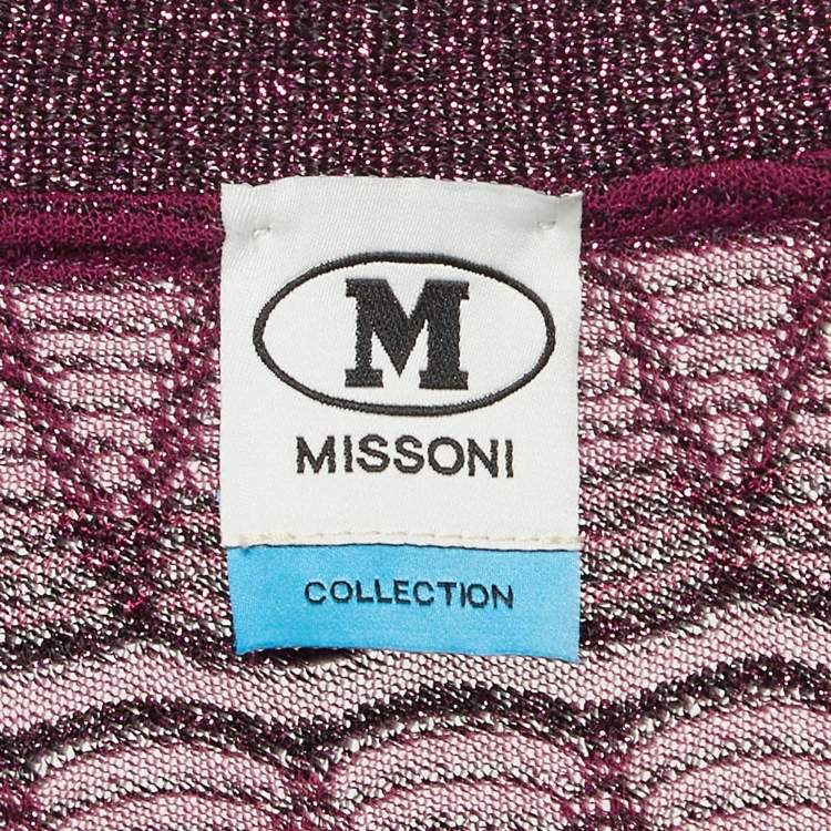 Pre Owned M Missoni Purple Lurex Knit Long Sleeve Cover-Up XL