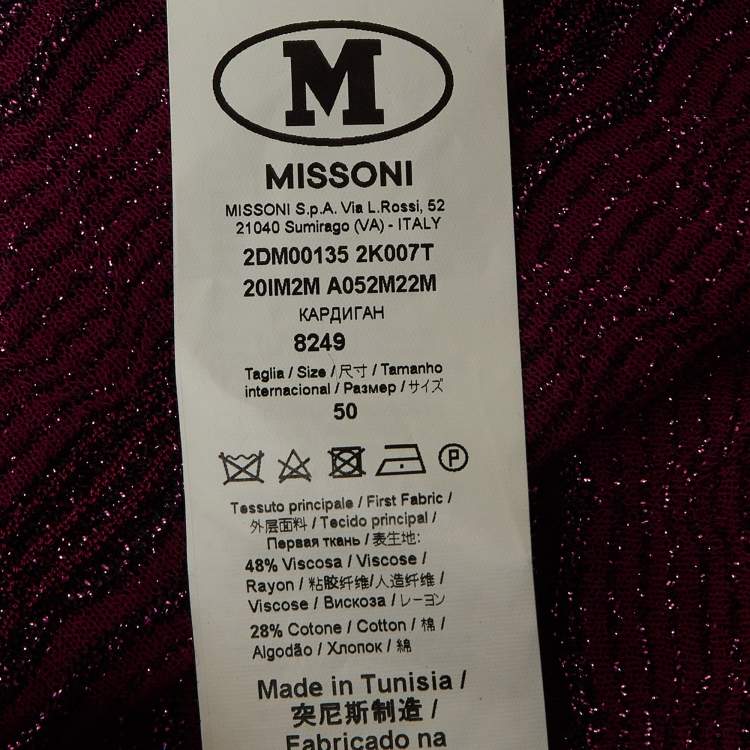 Pre Owned M Missoni Purple Lurex Knit Long Sleeve Cover-Up XL