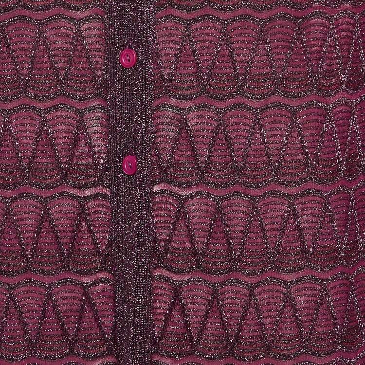 Pre Owned M Missoni Purple Lurex Knit Long Sleeve Cover-Up XL
