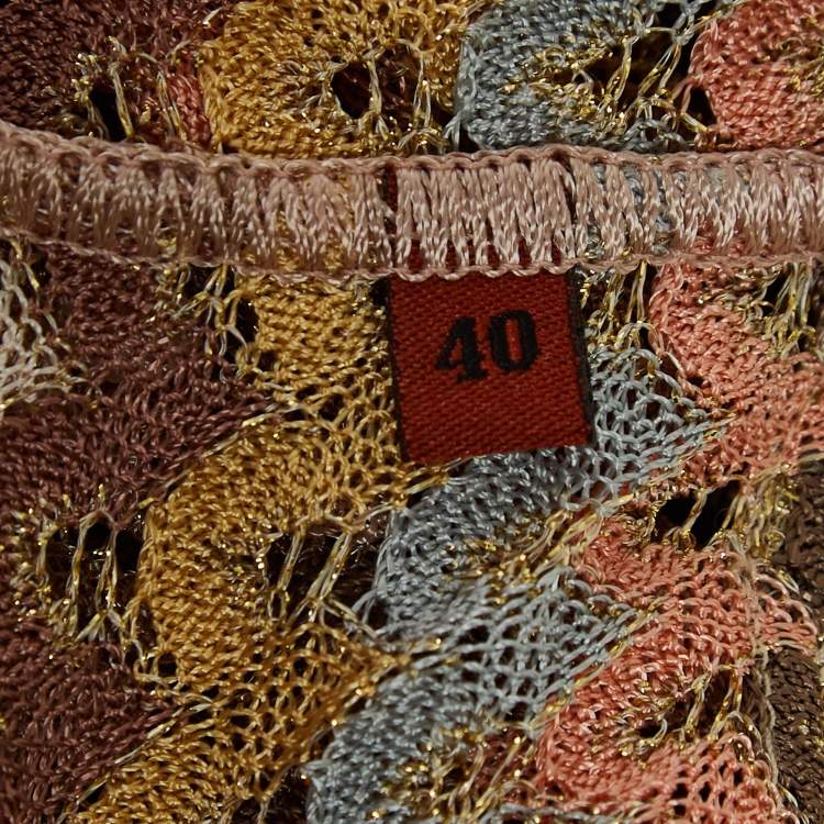 Pre Owned : Missoni Multicolor Patterned Lurex Knit Button Front Cardigan S