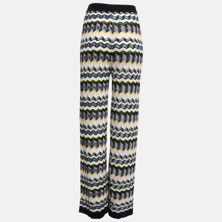 Pre Owned M Missoni Multicolor Chevron Patterned Knit Palazzo Pants M