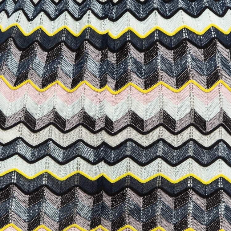 Pre Owned M Missoni Multicolor Chevron Patterned Knit Palazzo Pants M