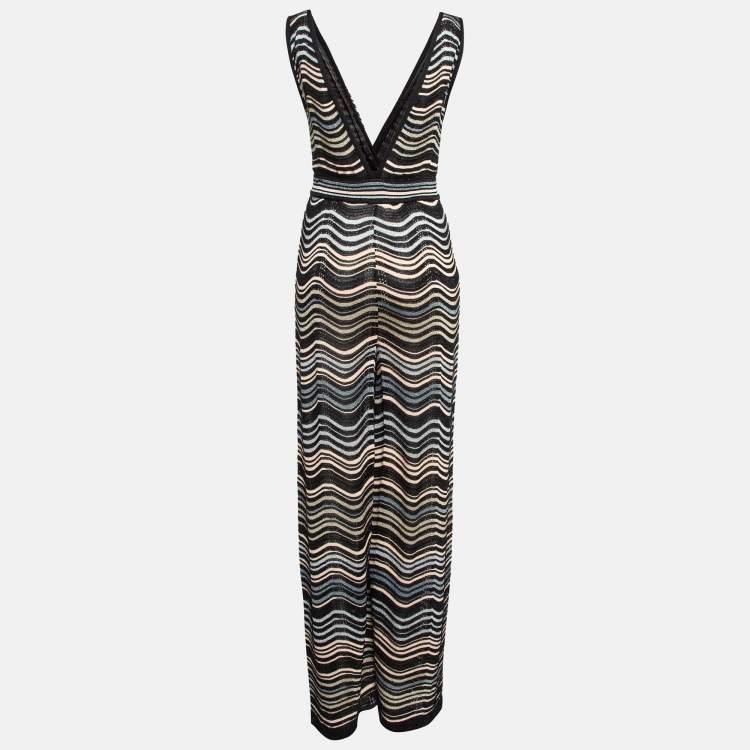 Pre Owned M Missoni Multicolor Patterned Lurex Knit Sleeveless Jumpsuit M