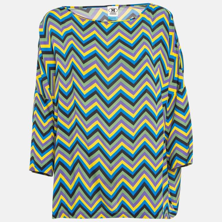 Pre Owned M Missoni Multicolor Crepe Loose Fit Top M