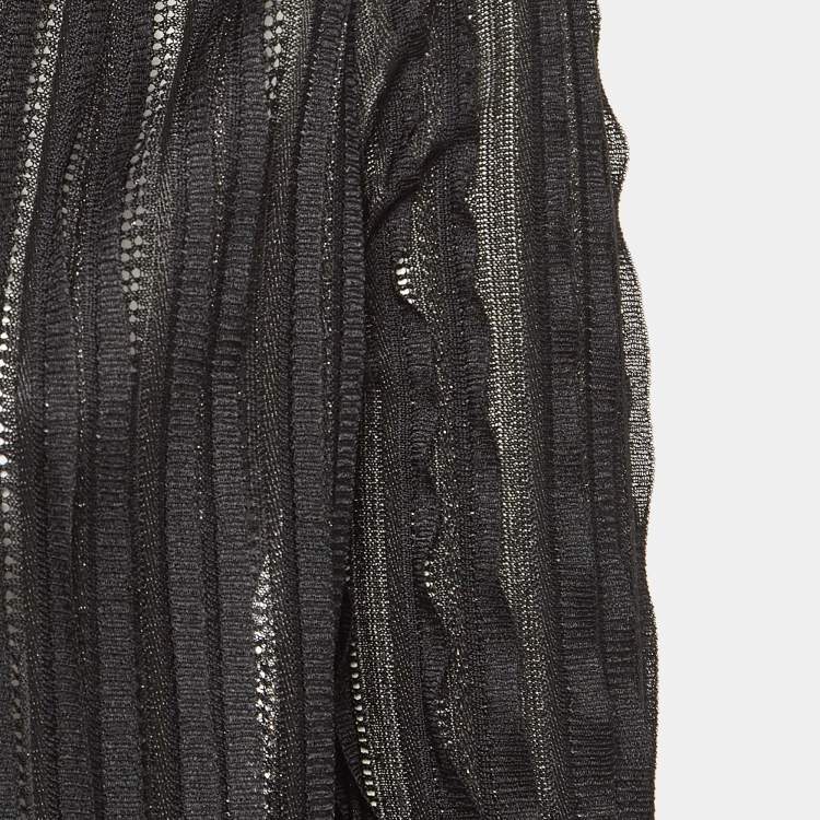 Pre Owned M Missoni Black Pinhole Patterned Knit Long Cardigan S