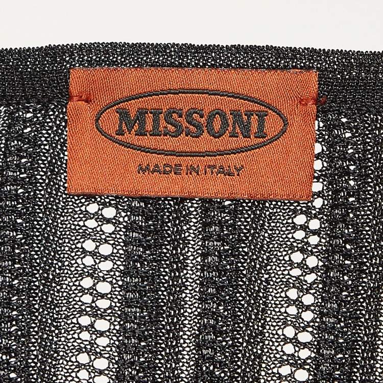 Pre Owned M Missoni Black Pinhole Patterned Knit Long Cardigan S