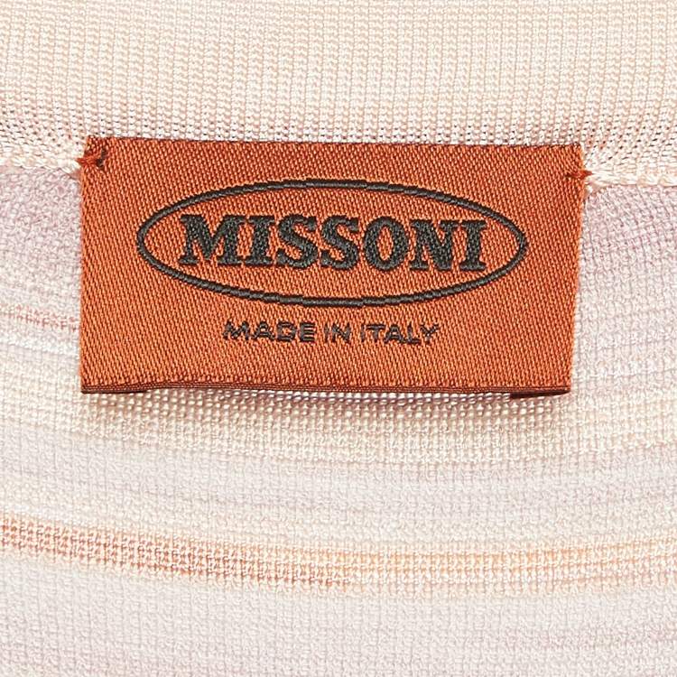 Pre Owned M Missoni Pink Stripe Knit Button Front Cardigan M
