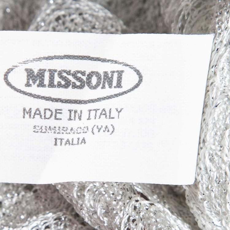 Pre Owned  Missoni Black/White Perforated Lurex Knit Button Front Long Cardigan S