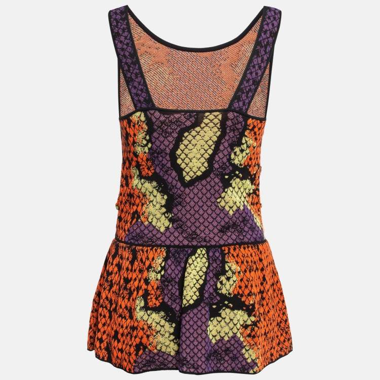 مملوكة مسبقًا M Missoni Multicolor Patterned Knit Sleeveless Tunic M