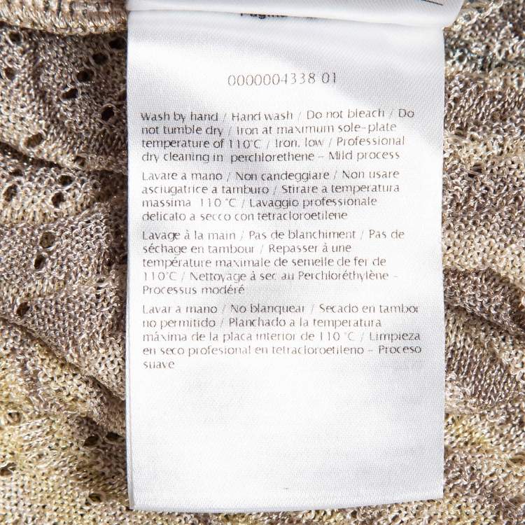 Pre Owned M Missoni Beige Pinhole/Wave Patterned Knit Cardigan M