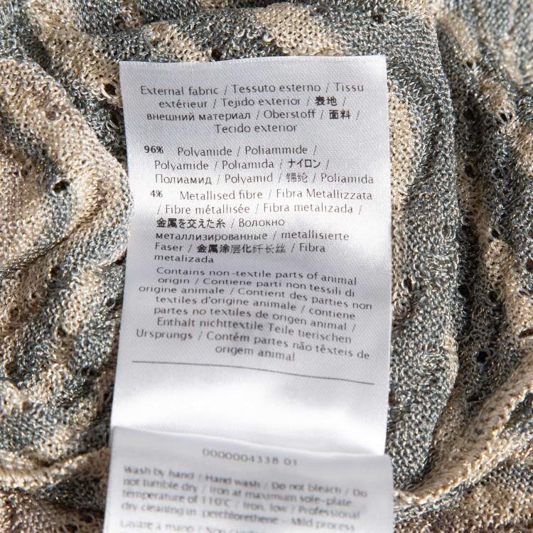 Pre Owned M Missoni Beige Pinhole/Wave Patterned Knit Cardigan M