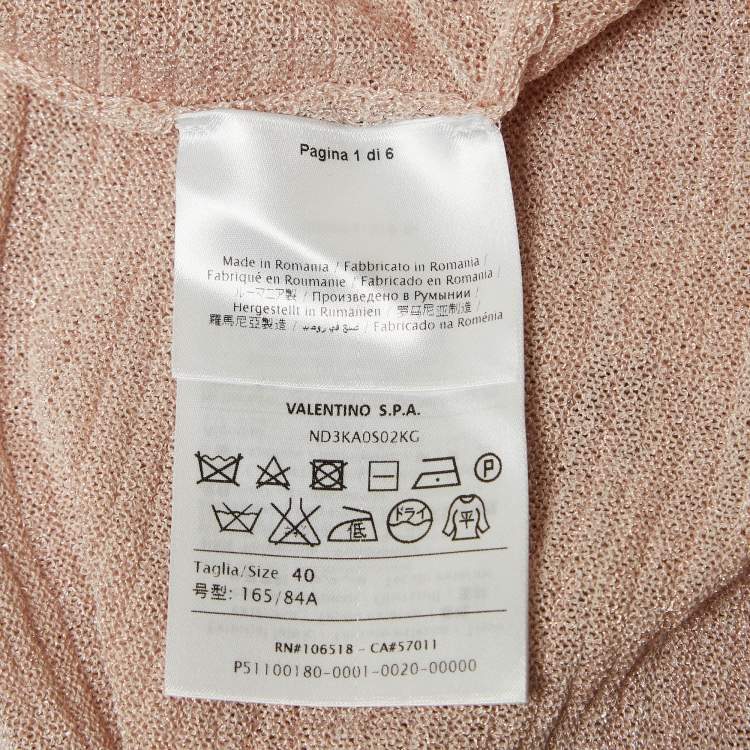 Pre Owned M Missoni Pink Patterned Lurex Knit Front Open Long Cardigan S