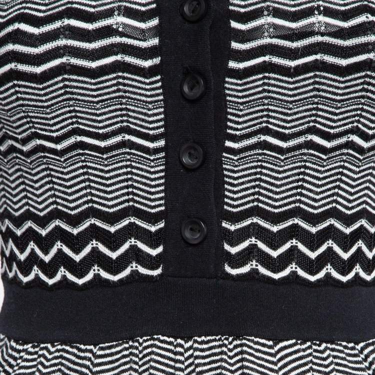 Pre Owned M Missoni Black/White Patterned Knit Mini Dress S