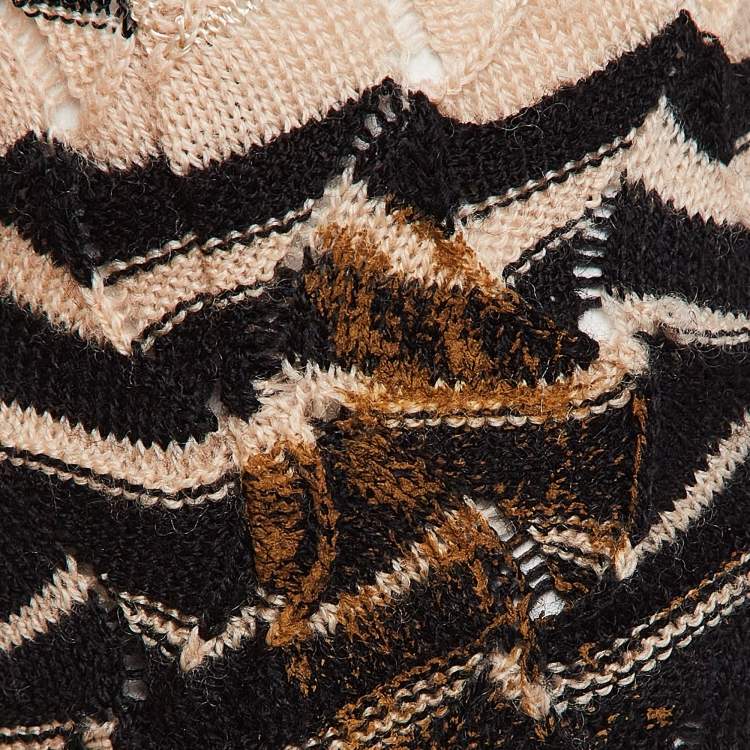 Pre Owned M Missoni Beige Patterned Knit Round Neck Mini Dress M