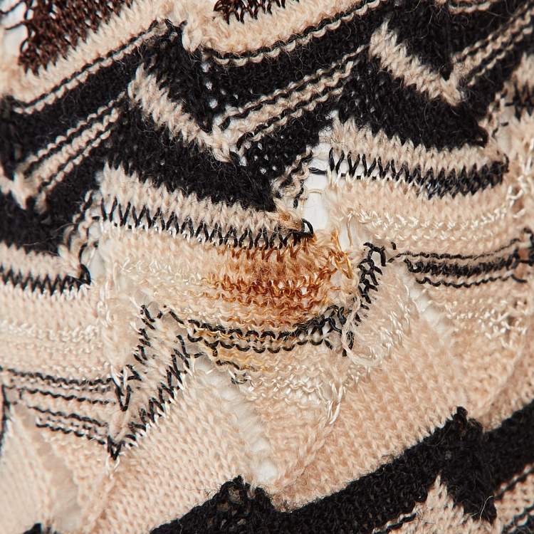 Pre Owned M Missoni Beige Patterned Knit Round Neck Mini Dress M