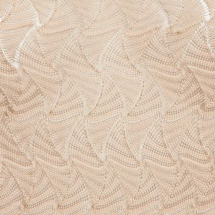 Pre Owned M Missoni Beige Patterned Knit Round Neck Mini Dress M