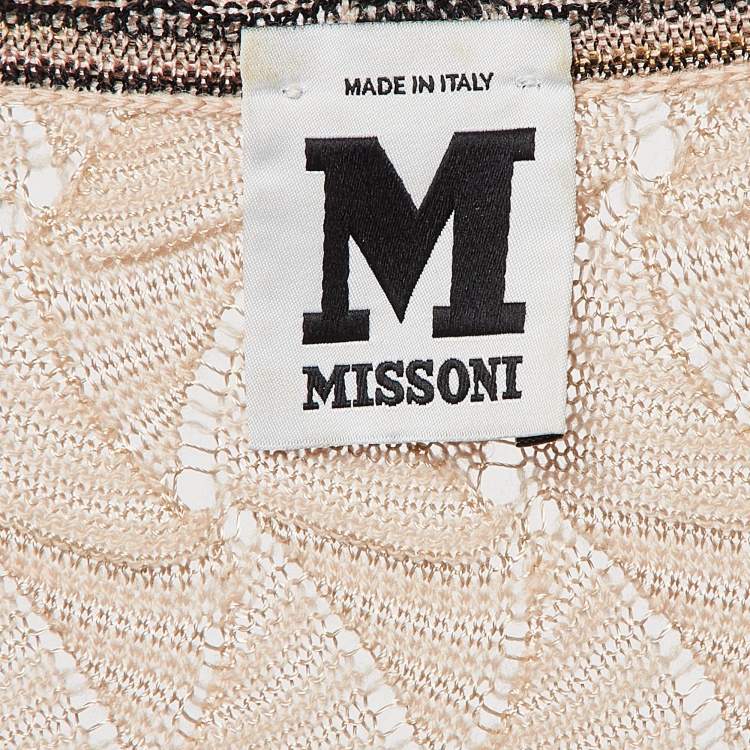 Pre Owned M Missoni Beige Patterned Knit Round Neck Mini Dress M