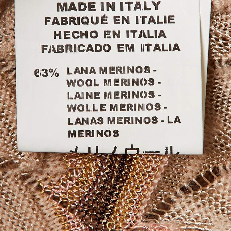 Pre Owned M Missoni Beige Patterned Knit Round Neck Mini Dress M
