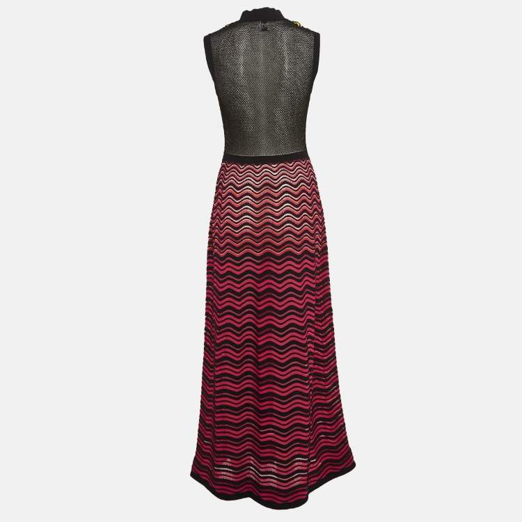 Pre Owned M Missoni Multicolor Wave Lurex Knit Midi Dress S 