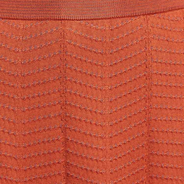 Pre Owned M Missoni Rust Orange Patterned Knit Maxi Skirt M