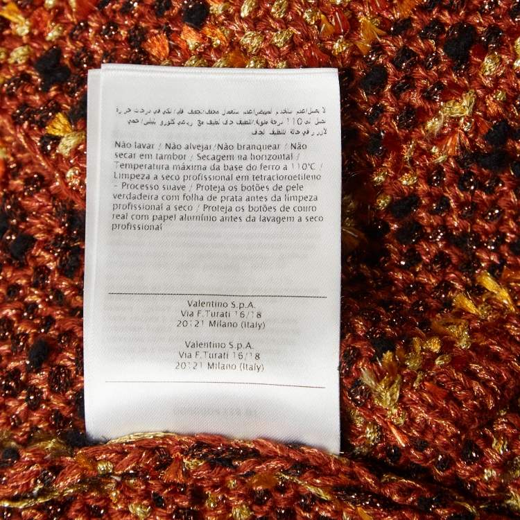 Pre Owned M Missoni Multicolor Tweed Double Breasted Long Jacket M