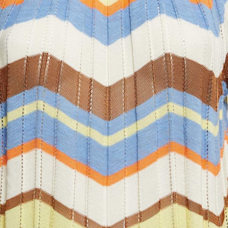 Pre Owned M Missoni Multicolor Pointelle Knit Knit Blouse L